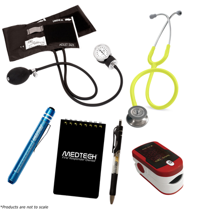 MedTech- Premium Vitals Kit- Red- Lemon Lime Tube; Stainless Steel Chestpiece