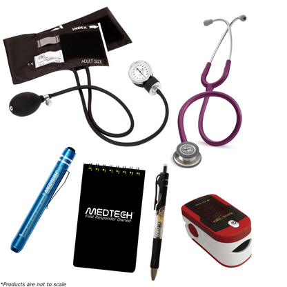 MedTech- Premium Vitals Kit- Red- Plum Tube; Stainless Steel Chestpiece