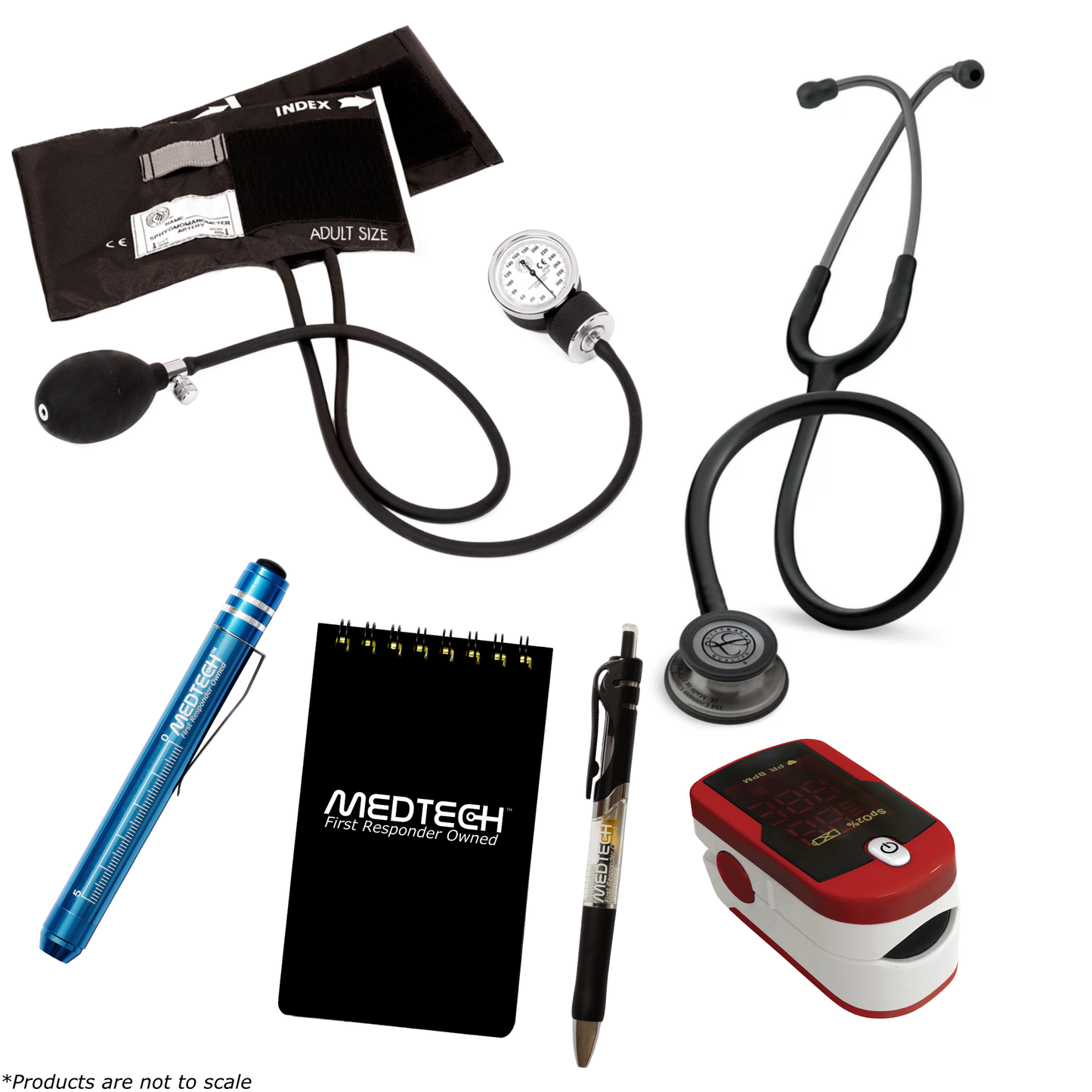 MedTech- Premium Vitals Kit- Red- Black Tube; Smoke Finish Chestpiece