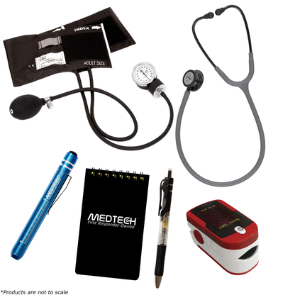 MedTech- Premium Vitals Kit- Red- Gray Tube; Violet Stem; Smoke Headset & Chestpiece