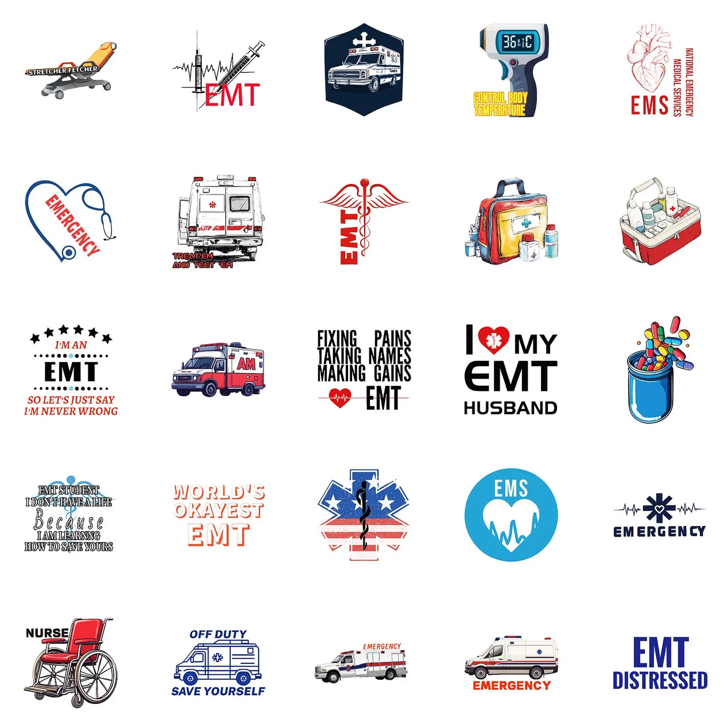 MedTech- 50 Pcs Ambulance Stickers- - 