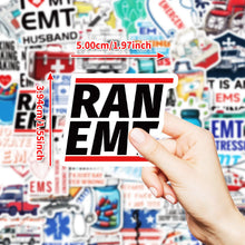 MedTech ambulance stickers sheet held in hand showing EMS and paramedic