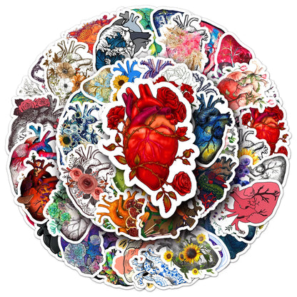 MedTech floral heart stickers arranged in a circle
