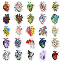 Sheet of individual floral anatomical heart stickers