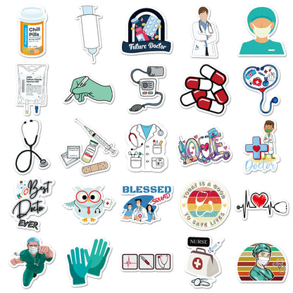 MedTech- 50 Pcs Cartoon Medicine Stickers- - 