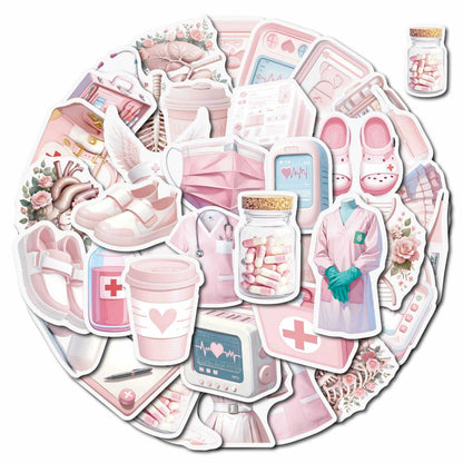 MedTech- 50 Pcs Pink Medical Stickers- - 