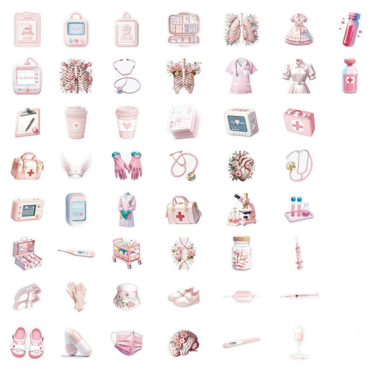 MedTech- 50 Pcs Pink Medical Stickers
