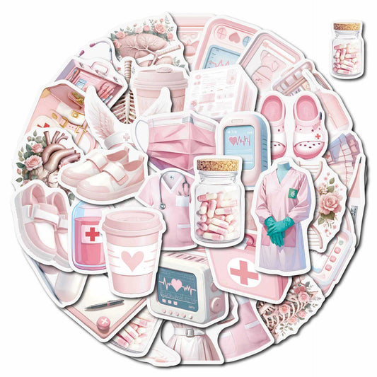 MedTech- 50 Pcs Pink Medical Stickers- - 