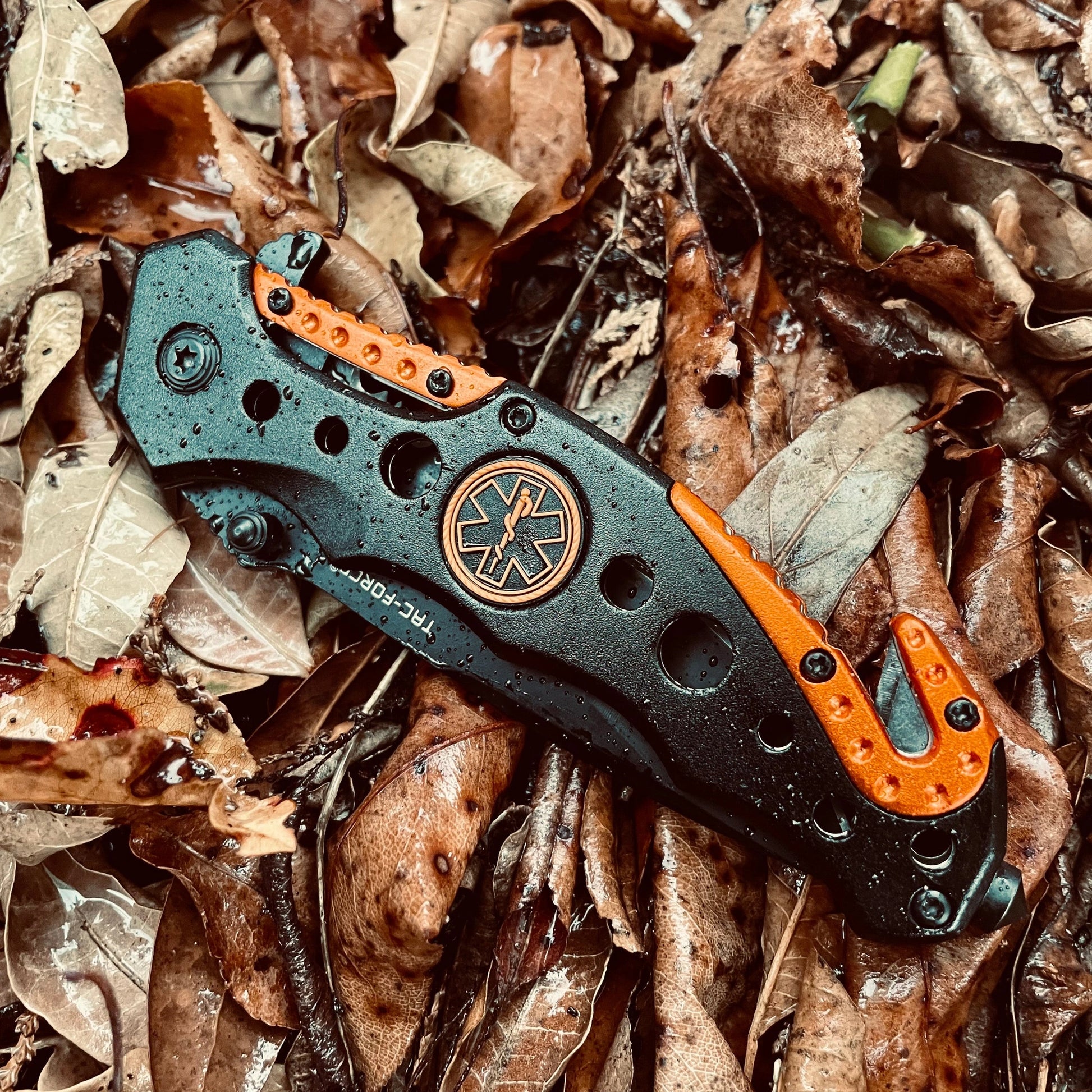 Tac Force- Black & Orange EMS Rescue Knife- - 