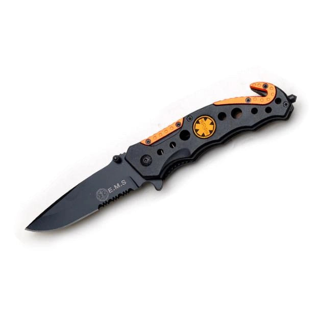 Tac Force- Black & Orange EMS Rescue Knife- - 