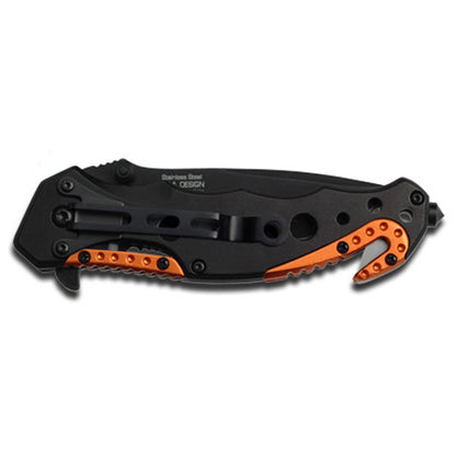 Tac Force- Black & Orange EMS Rescue Knife- - 