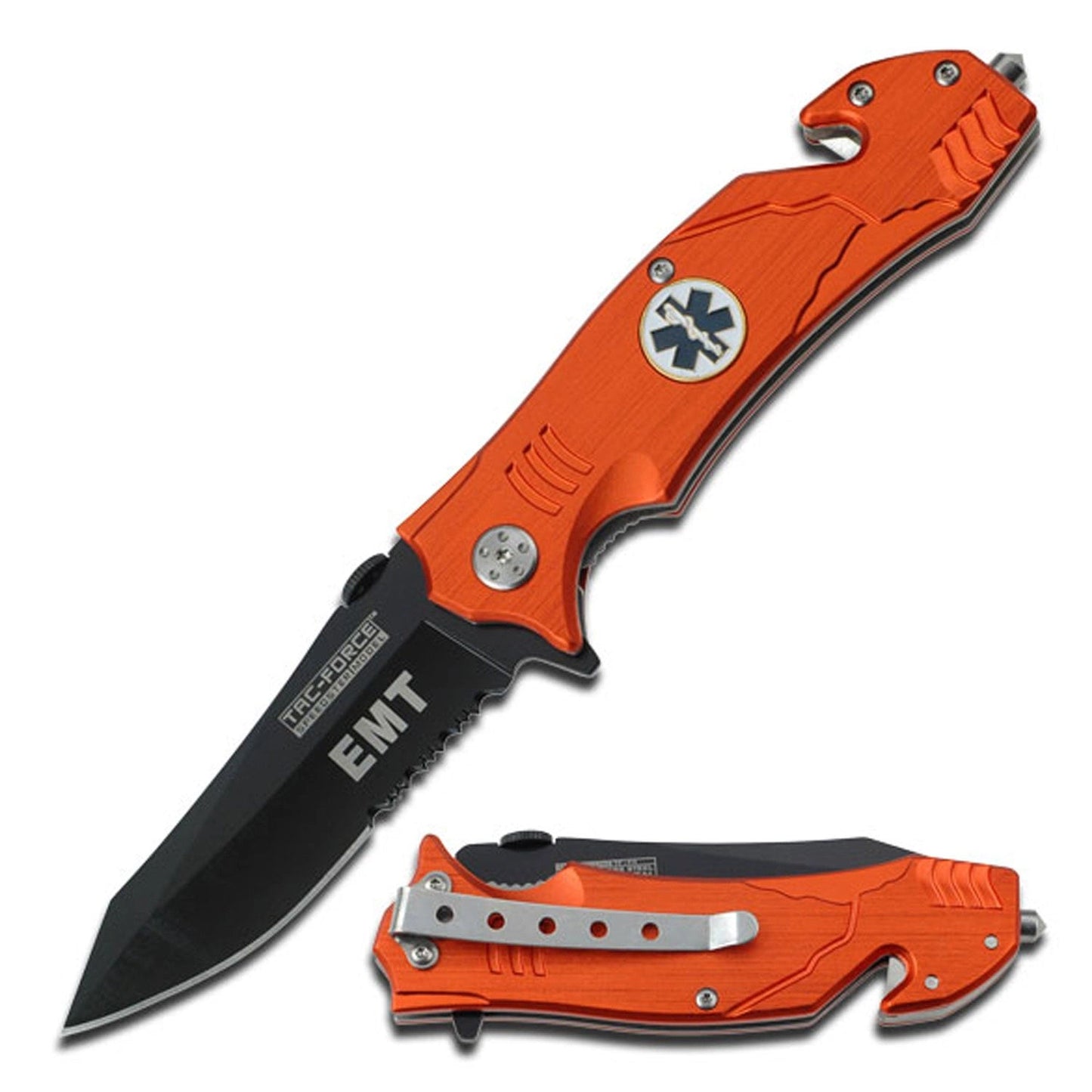 Tac Force- Bright Orange EMT Rescue Knife- - 