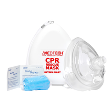 MedTech Cpr masks kit with hard case, one-way valve, gloves and alcohol wipes