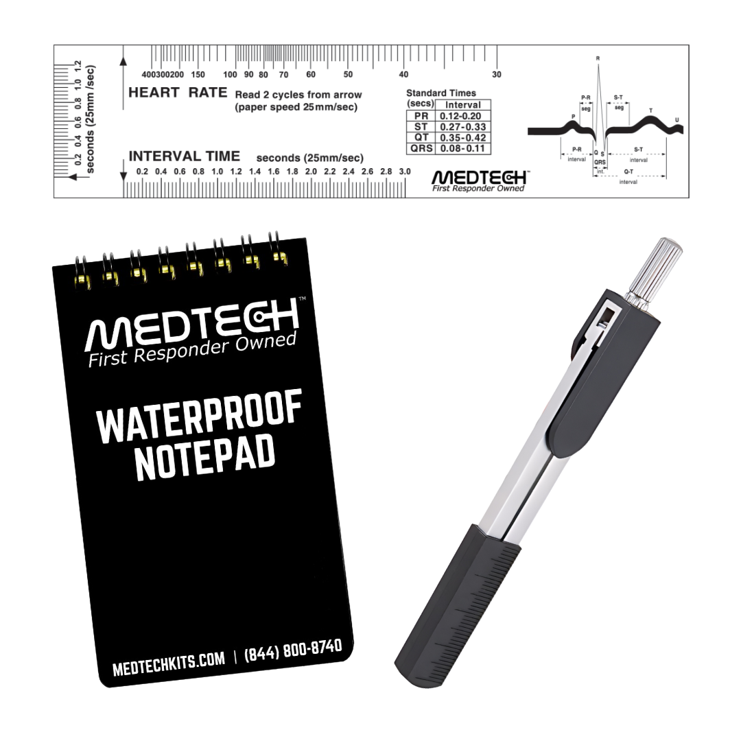 MedTech cardiology kit notepad set with pen and EMS field guide