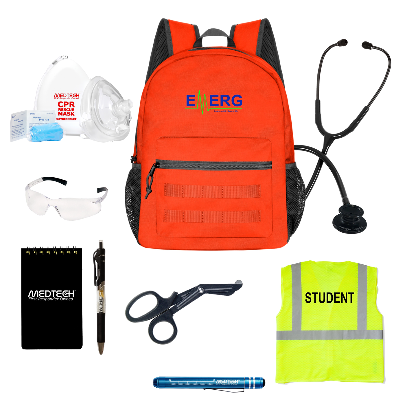 MedTech- EMERG Custom Clinical Kit- Orange Backpack- 