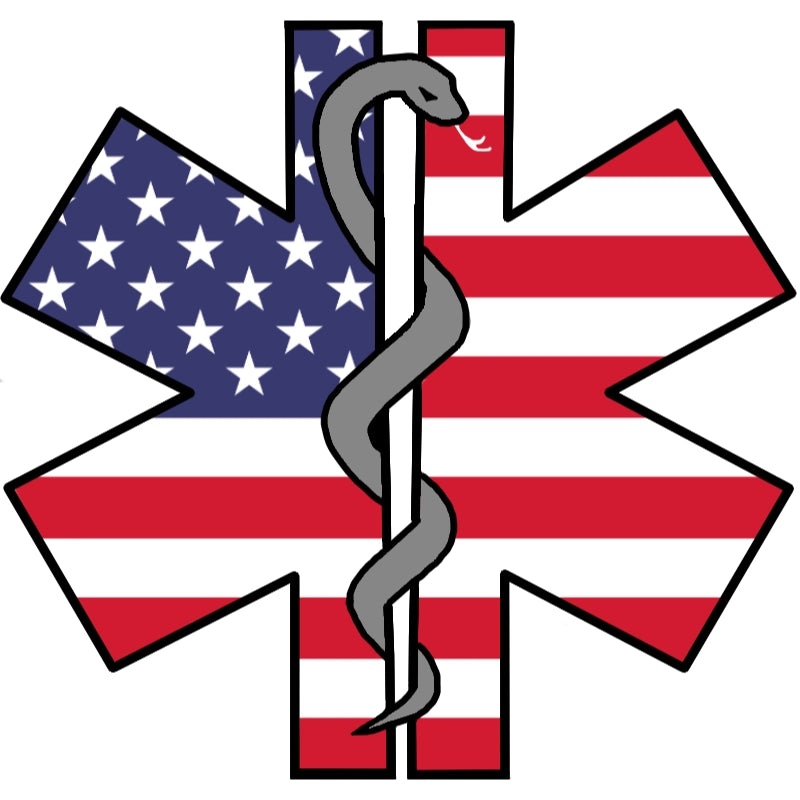 MedTech- EMS American Flag Sticker 3”- - 