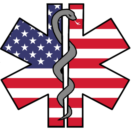 MedTech- EMS American Flag Sticker 3”- - 