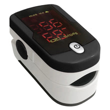 MedTech fingertip pulse oximeter in black with red LED display