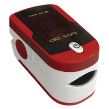 MedTech fingertip pulse oximeter in red