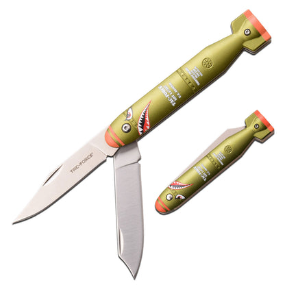 Tac Force- Green Thin Double-Blade Knife- - 