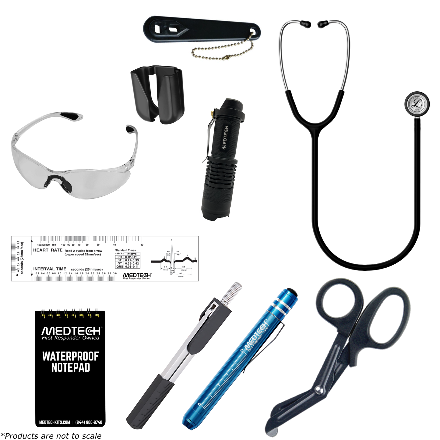 MedTech- Paramedic Basic Clinical Kit- No Backpack- Satin Finish Black Tube; Stainless Finish Chestpiece