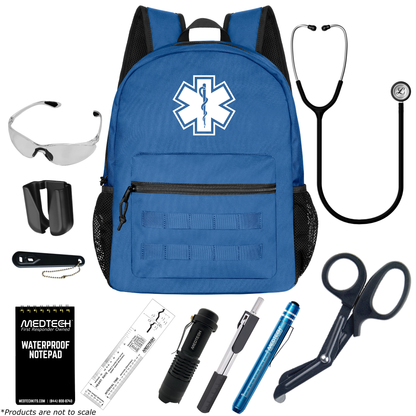 MedTech- Paramedic Basic Clinical Kit- Blue- Satin Finish Black Tube; Stainless Finish Chestpiece