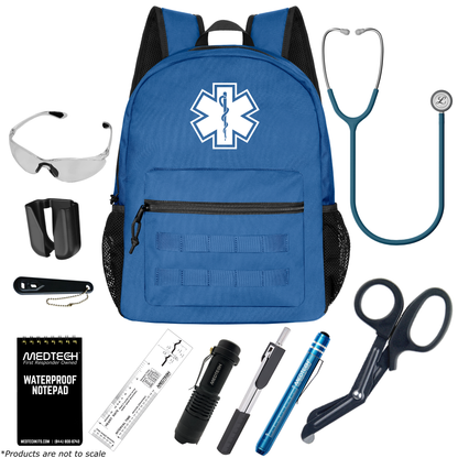 MedTech- Paramedic Basic Clinical Kit- Blue- Satin Finish Caribbean Blue Tube; Stainless Finish Chestpiece