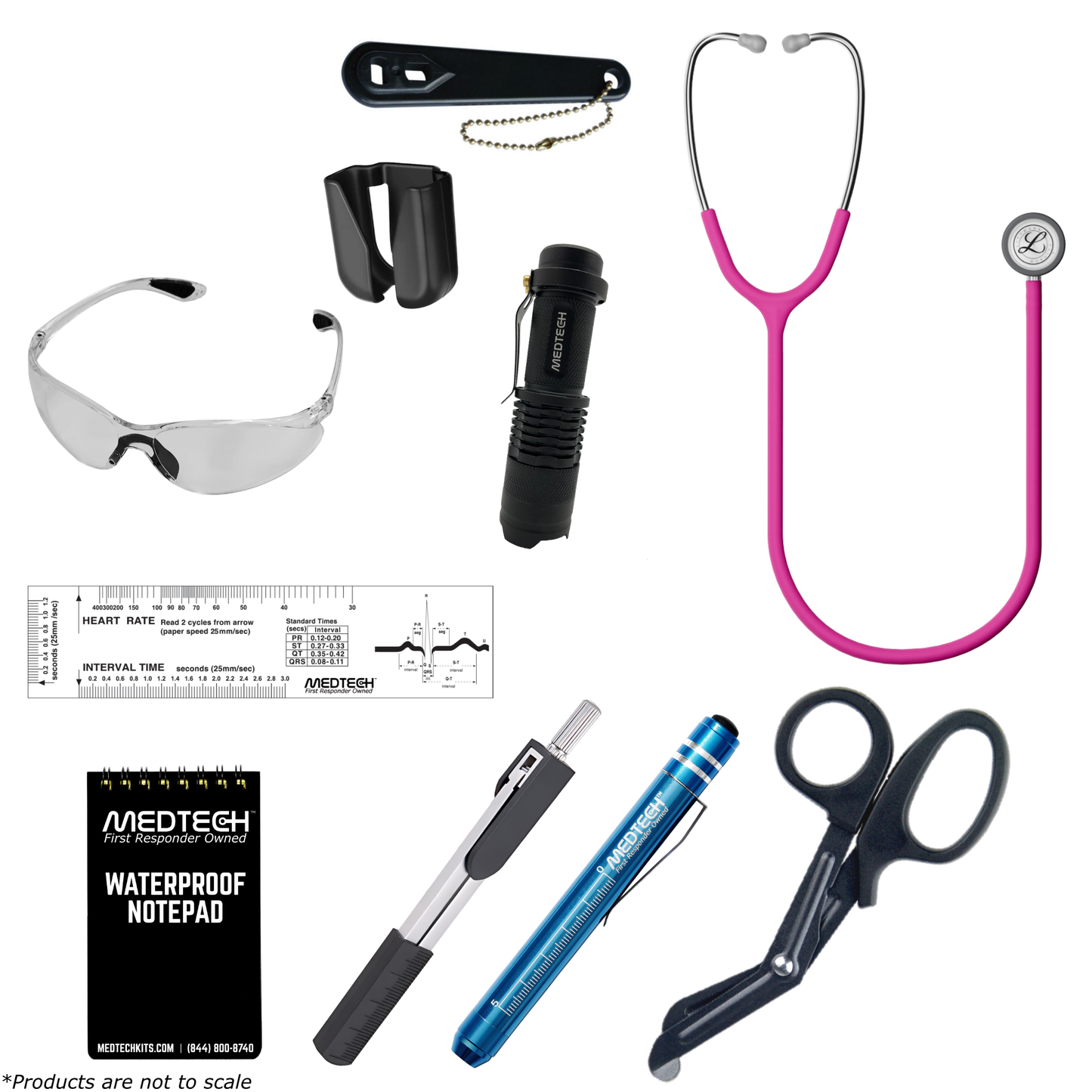 MedTech- Paramedic Basic Clinical Kit- No Backpack- Satin Finish Raspberry Tube; Stainless Finish Chestpiece