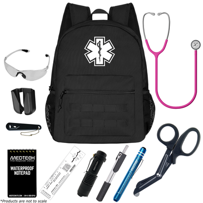 MedTech- Paramedic Basic Clinical Kit- Black- Satin Finish Raspberry Tube; Stainless Finish Chestpiece