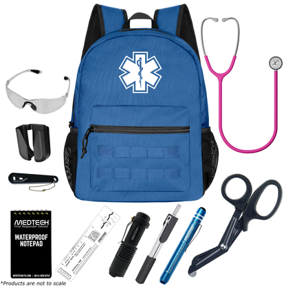 MedTech- Paramedic Basic Clinical Kit- Blue- Satin Finish Raspberry Tube; Stainless Finish Chestpiece