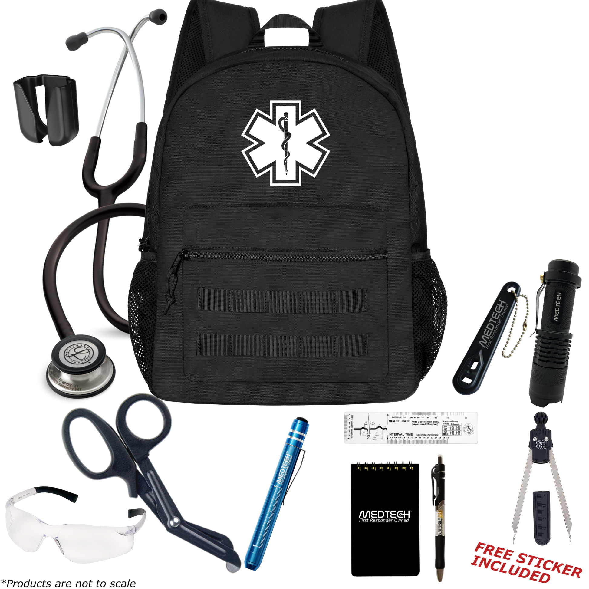 MedTech- Paramedic Basic Clinical Kit- Black- Black tube; Stainless Steel Chestpiece