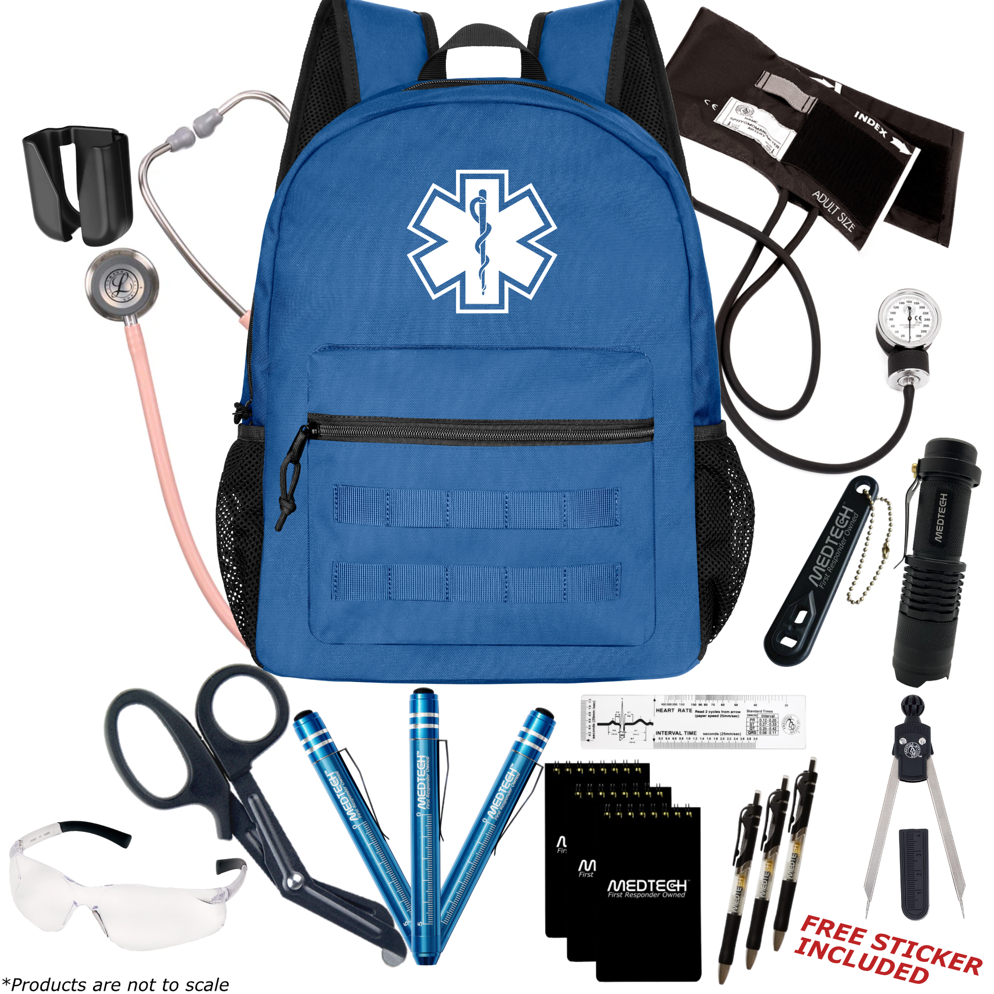 MedTech- Paramedic Premium Clinical Kit- Blue- Champagne Rose Tube; Stainless Steel Chestpiece