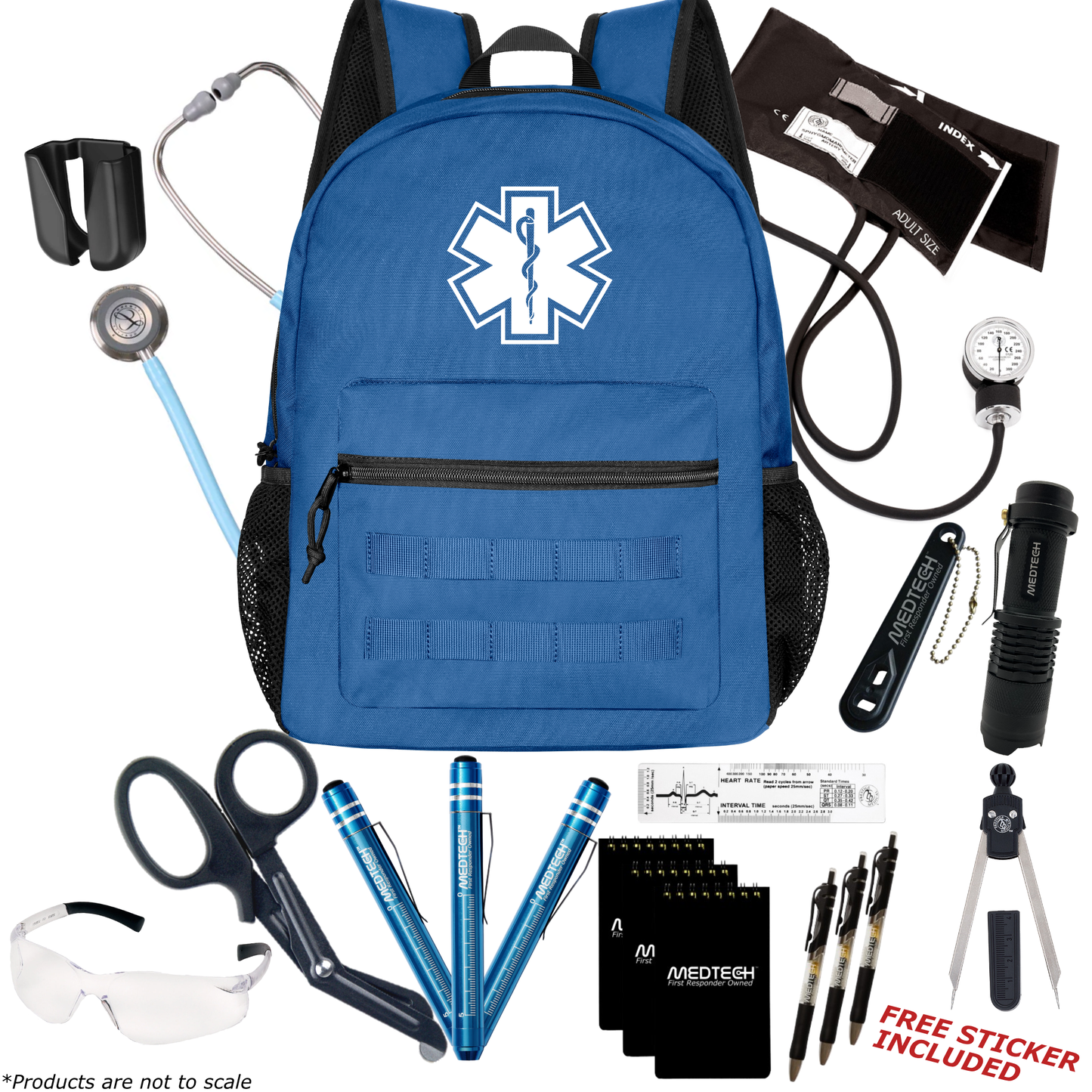 MedTech- Paramedic Premium Clinical Kit- Blue- Marine Blue Tube; Stainless Steel Chestpiece