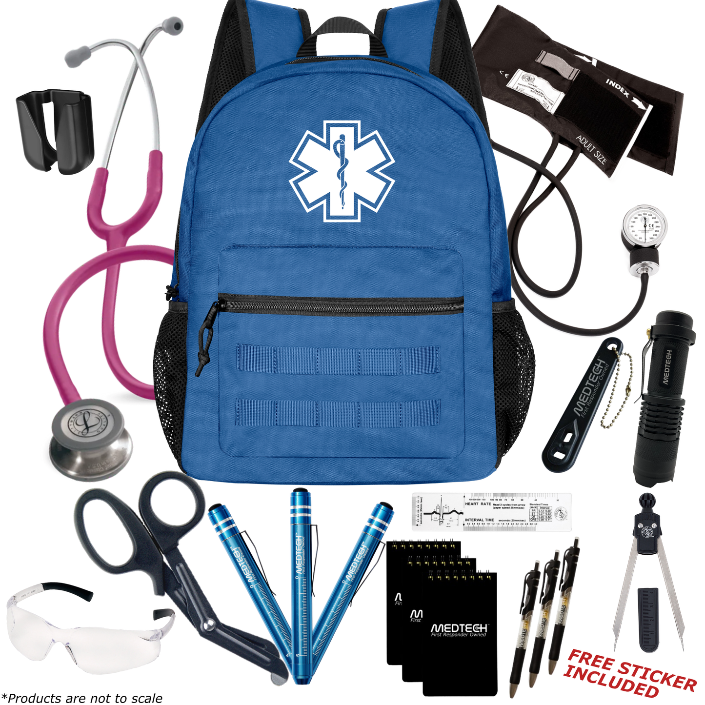 MedTech- Paramedic Premium Clinical Kit- Blue- *Limited Edition* Raspberry Tube; Pink Stem; Stainless Steel Chestpiece