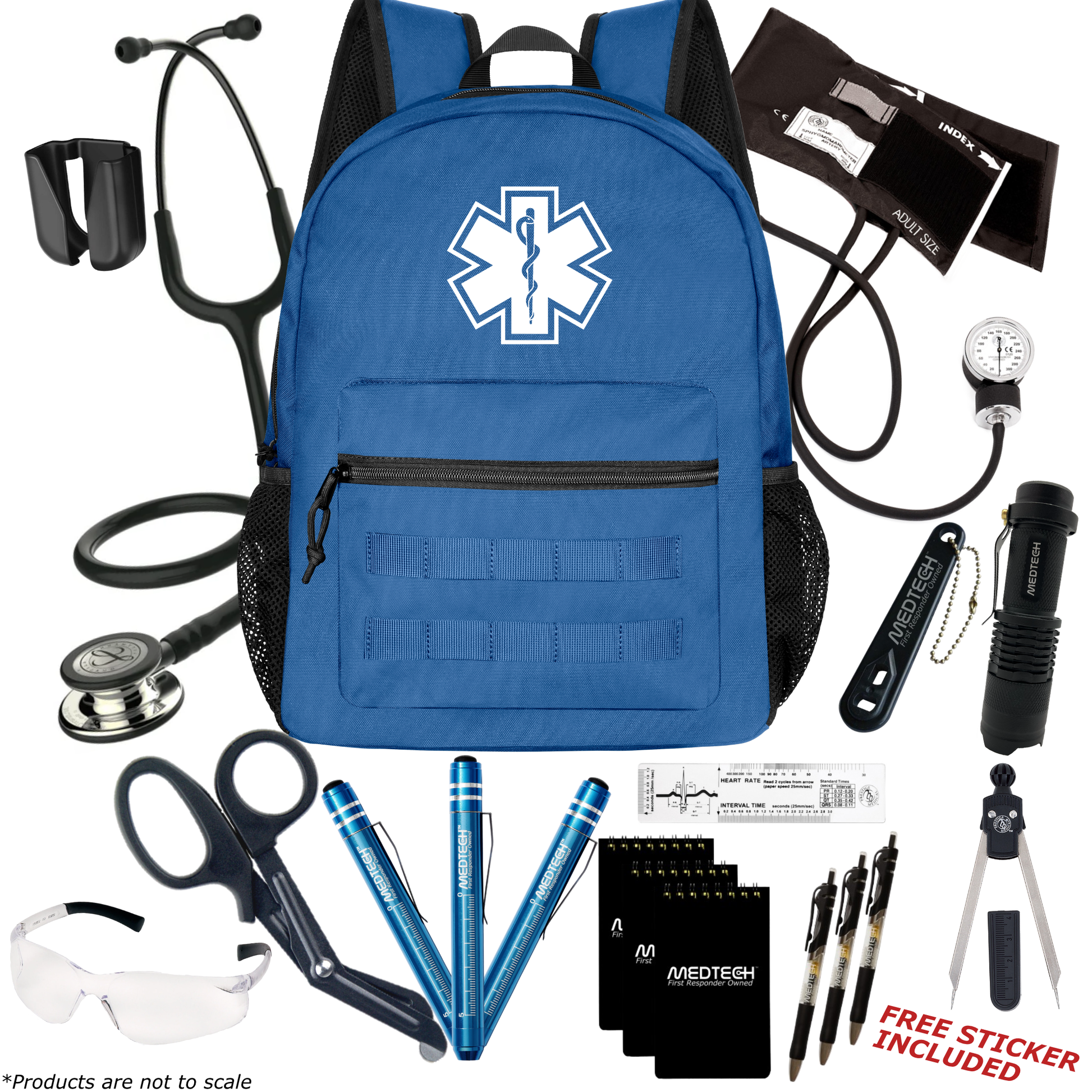 MedTech- Paramedic Premium Clinical Kit- Blue- Black Tube; Champagne Finish Chestpiece