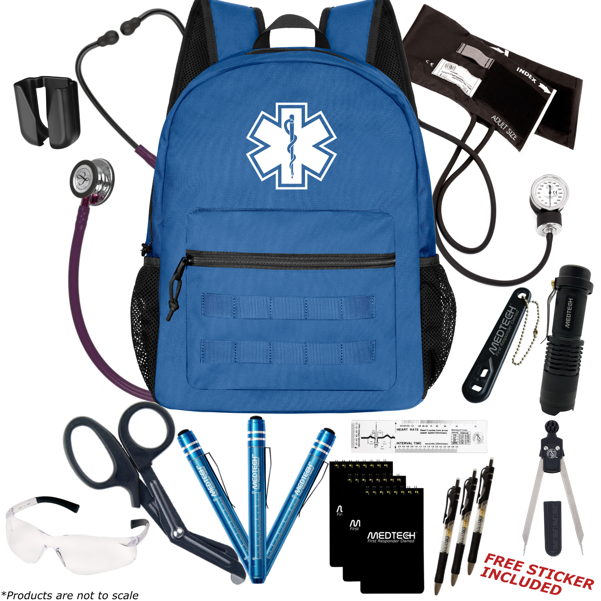 MedTech- Paramedic Premium Clinical Kit- Blue- Plum Tube; Pink Stem; Smoke Headset; Mirror Chestpiece