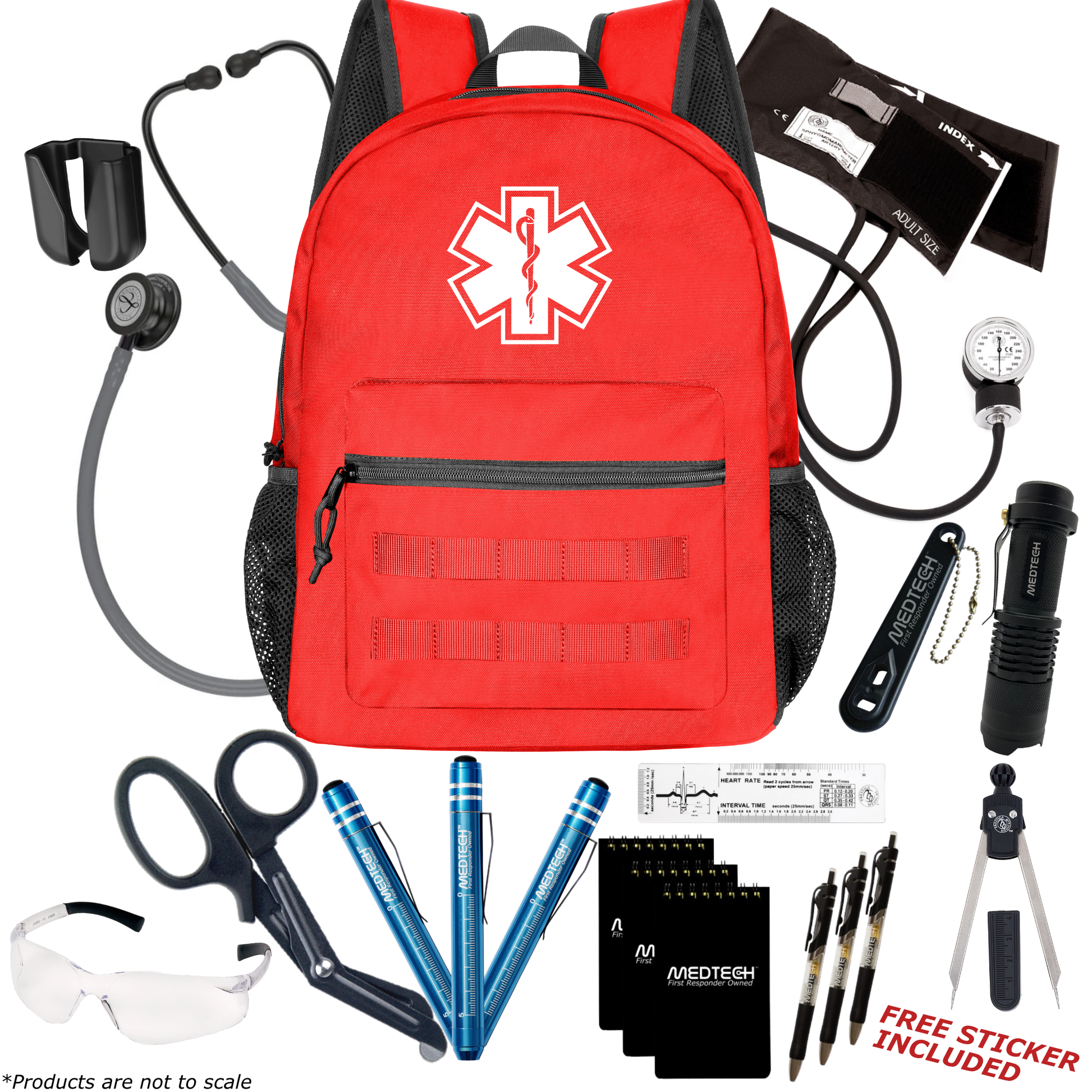 MedTech- Paramedic Premium Clinical Kit- Red- Gray Tube; Violet Stem; Smoke Headset & Chestpiece