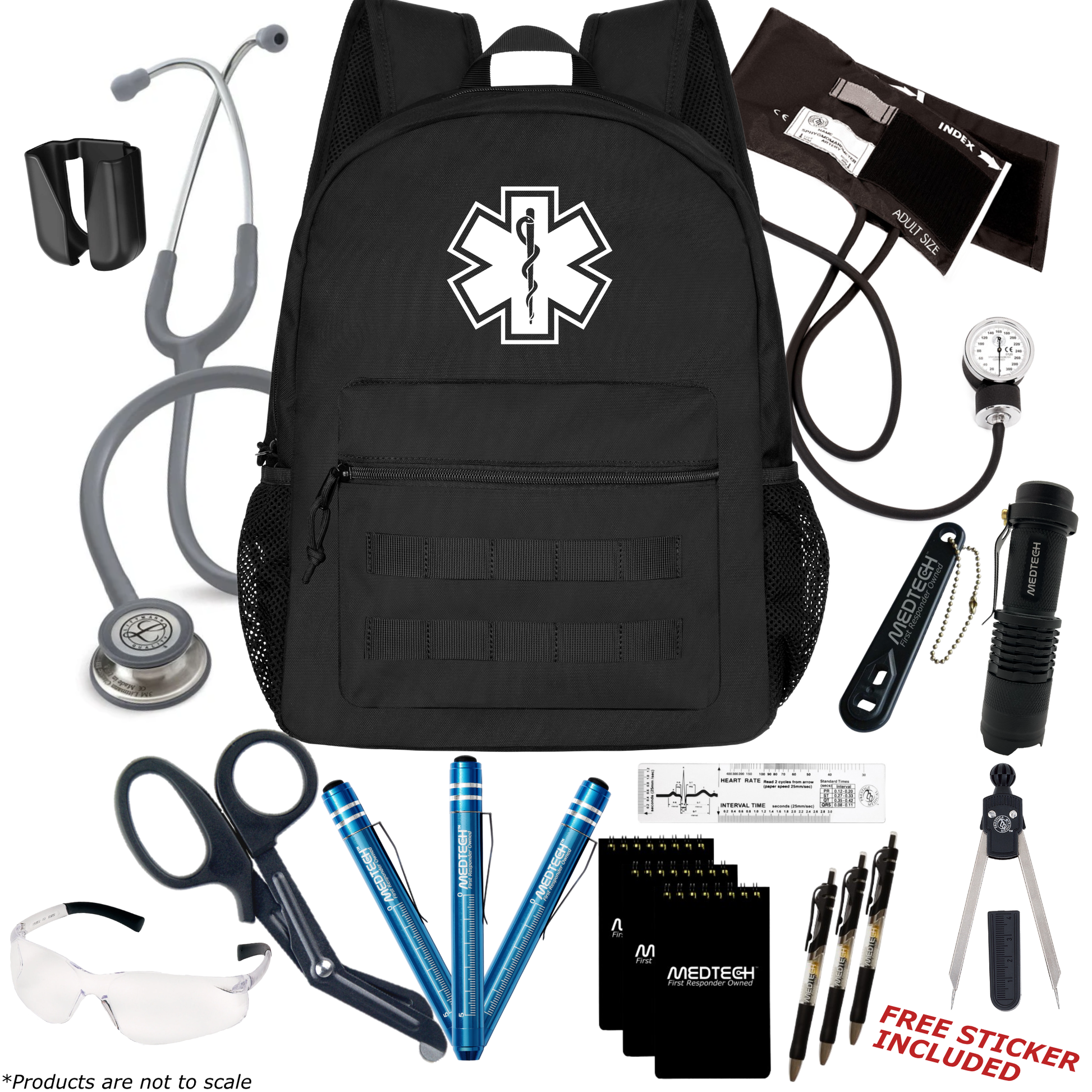 MedTech- Paramedic Premium Clinical Kit- Black- Gray Tube; Stainless Steel Chestpiece