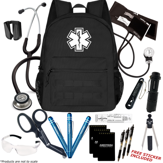 MedTech- Paramedic Premium Clinical Kit- Black- Black tube; Stainless Steel Chestpiece