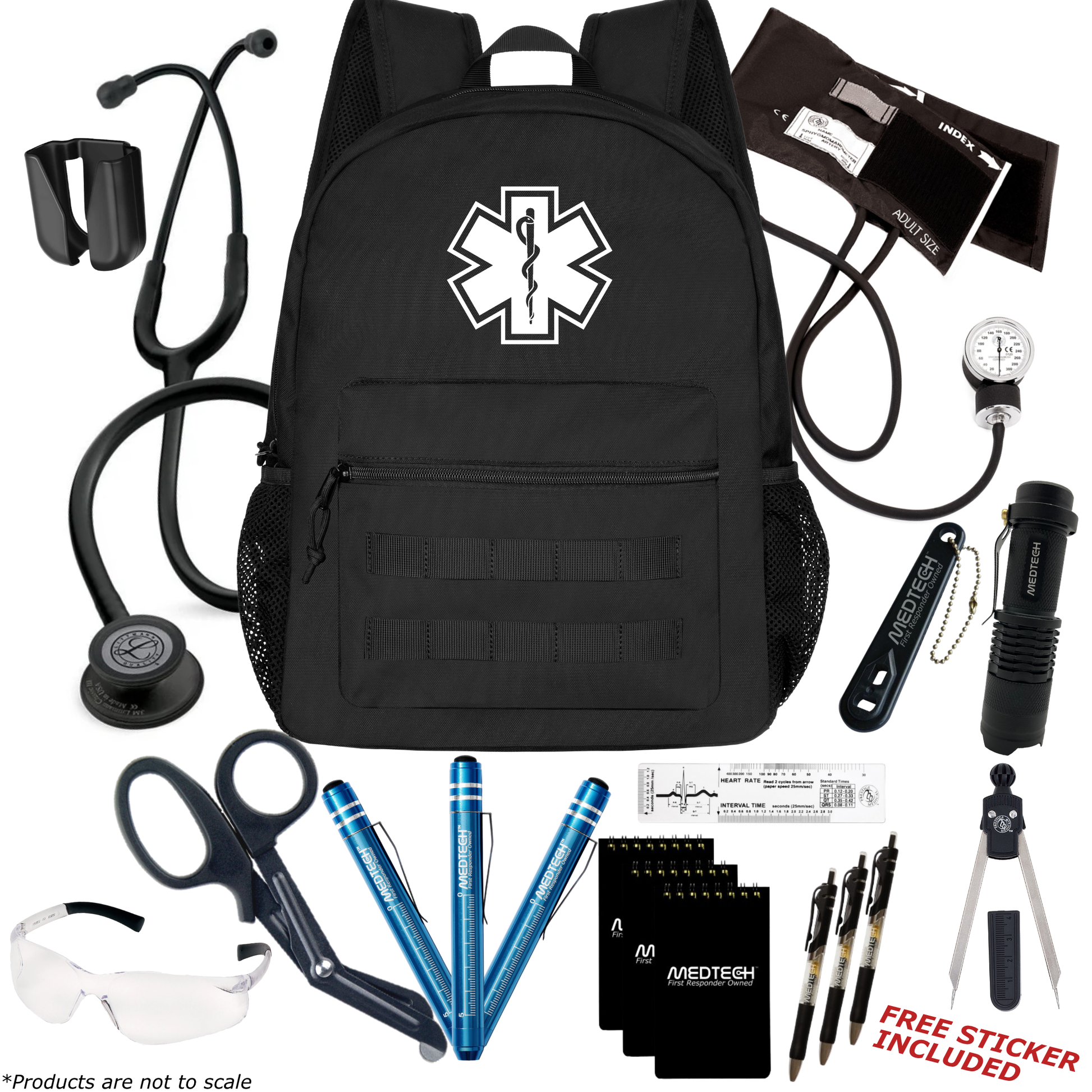 MedTech- Paramedic Premium Clinical Kit- Black- Black tube; Black Matte Finish Chestpiece