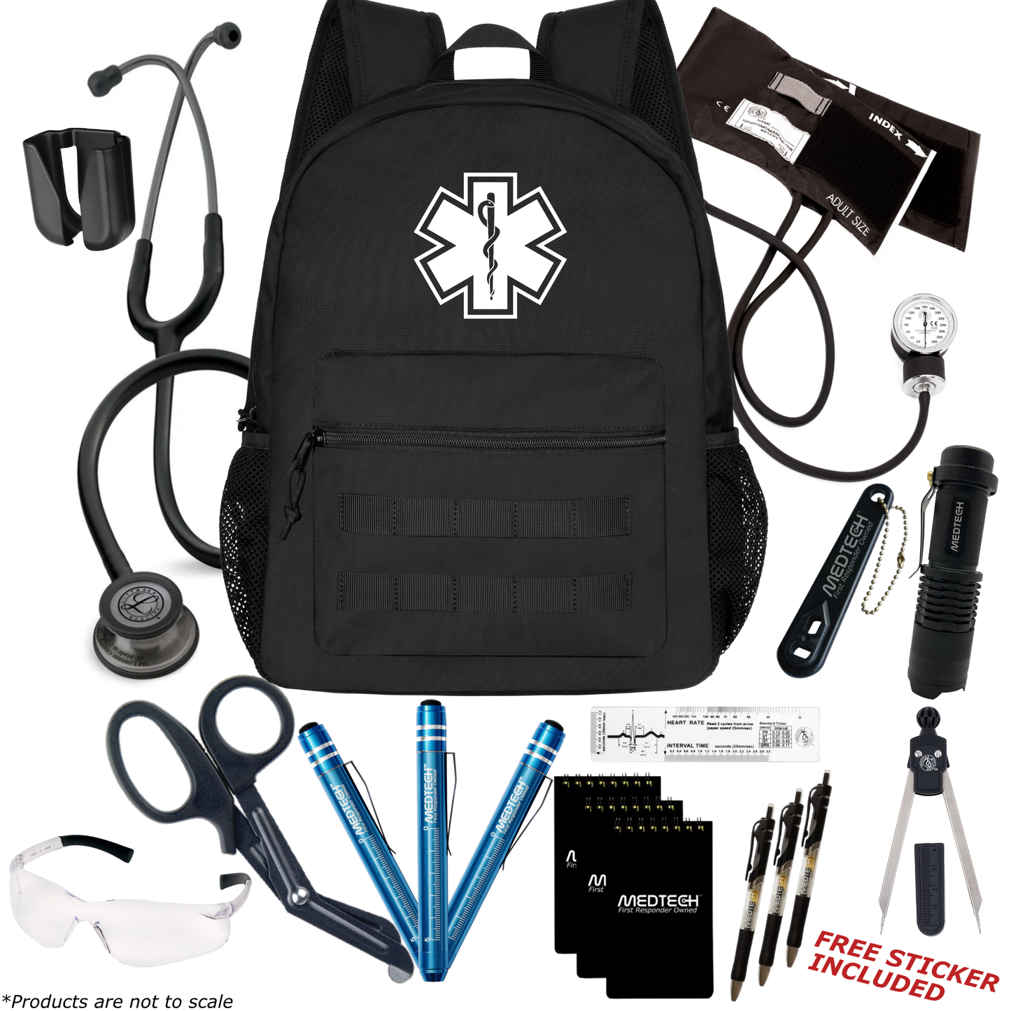 MedTech- Paramedic Premium Clinical Kit- Black- Black Tube; Smoke Finish Chestpiece