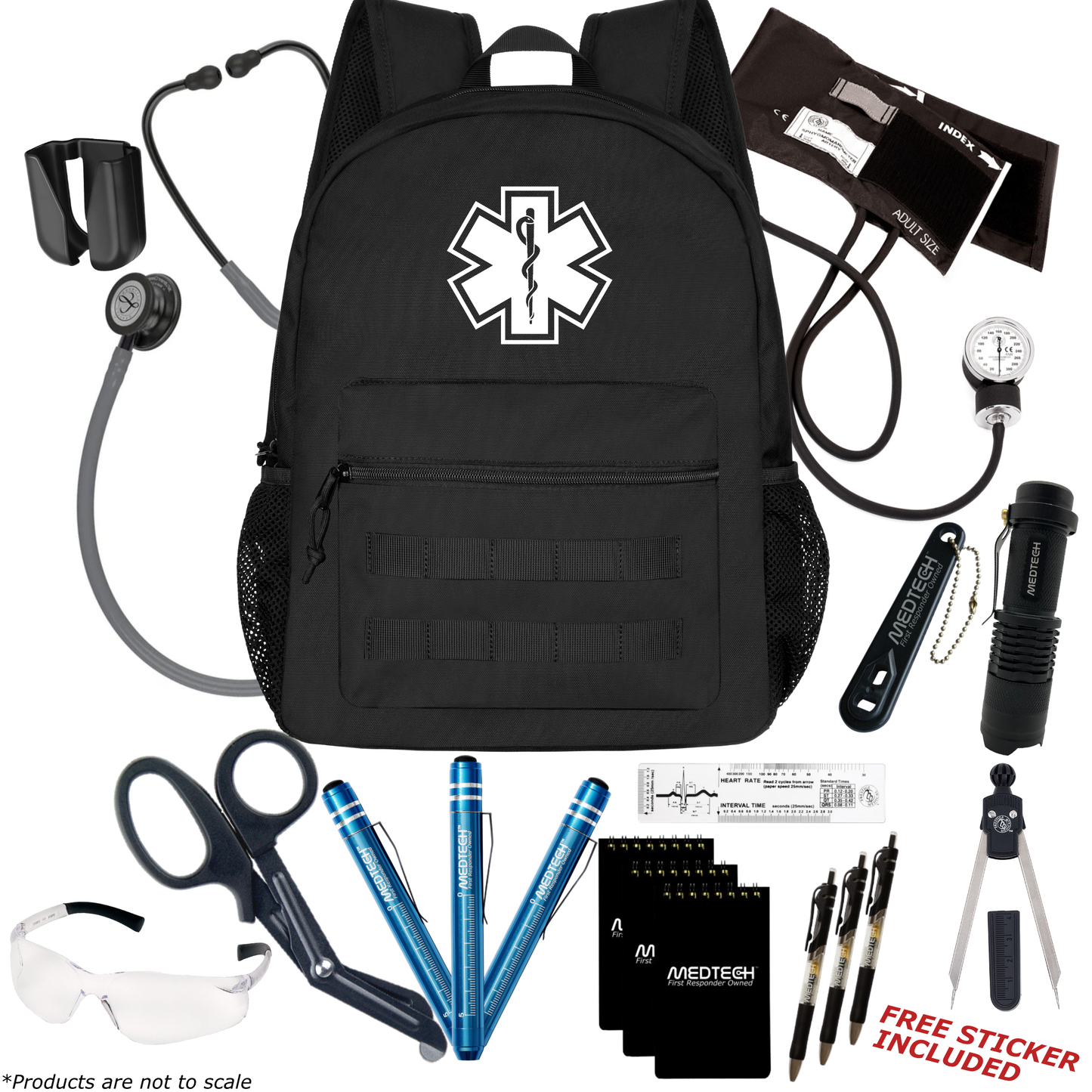 MedTech- Paramedic Premium Clinical Kit- Black- Gray Tube; Violet Stem; Smoke Headset & Chestpiece