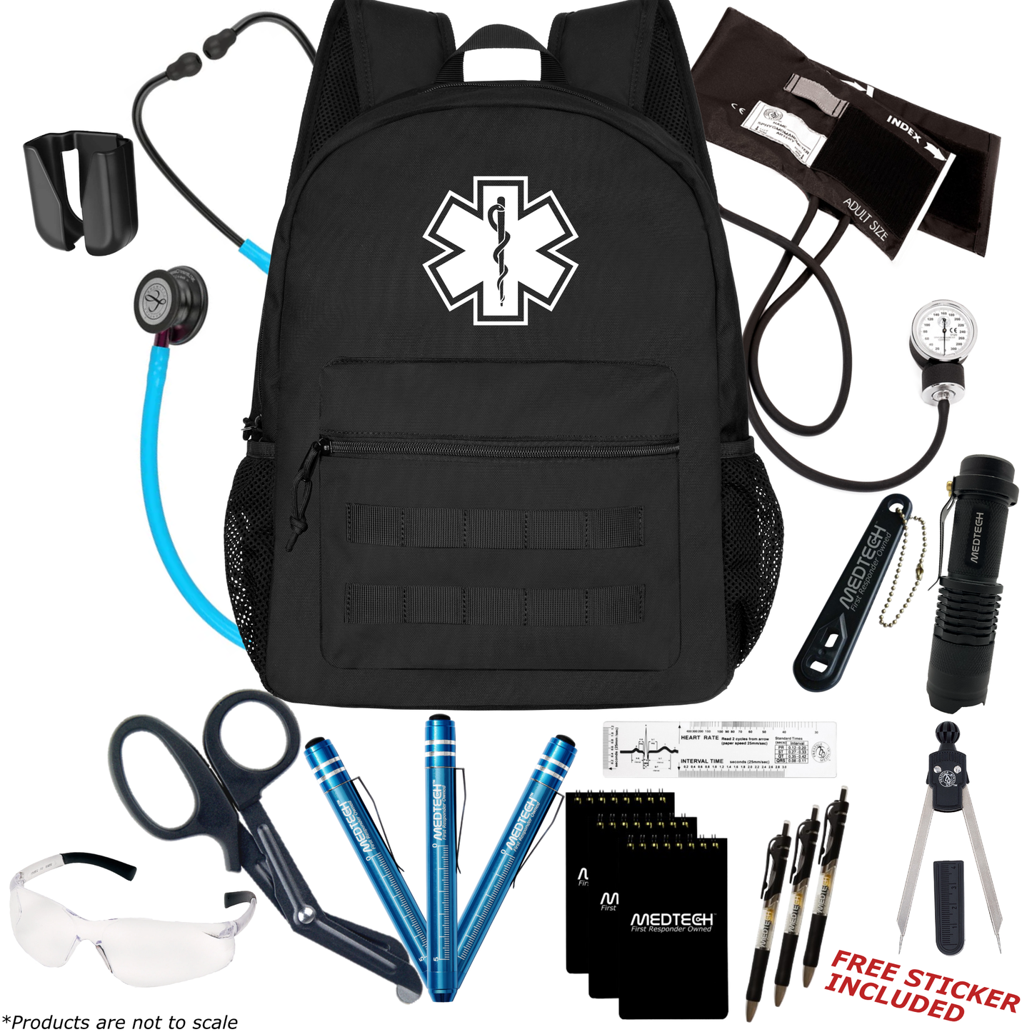 MedTech- Paramedic Premium Clinical Kit- Black- Turquoise Tube; Pink Stem; Smoke Headset & Chestpiece