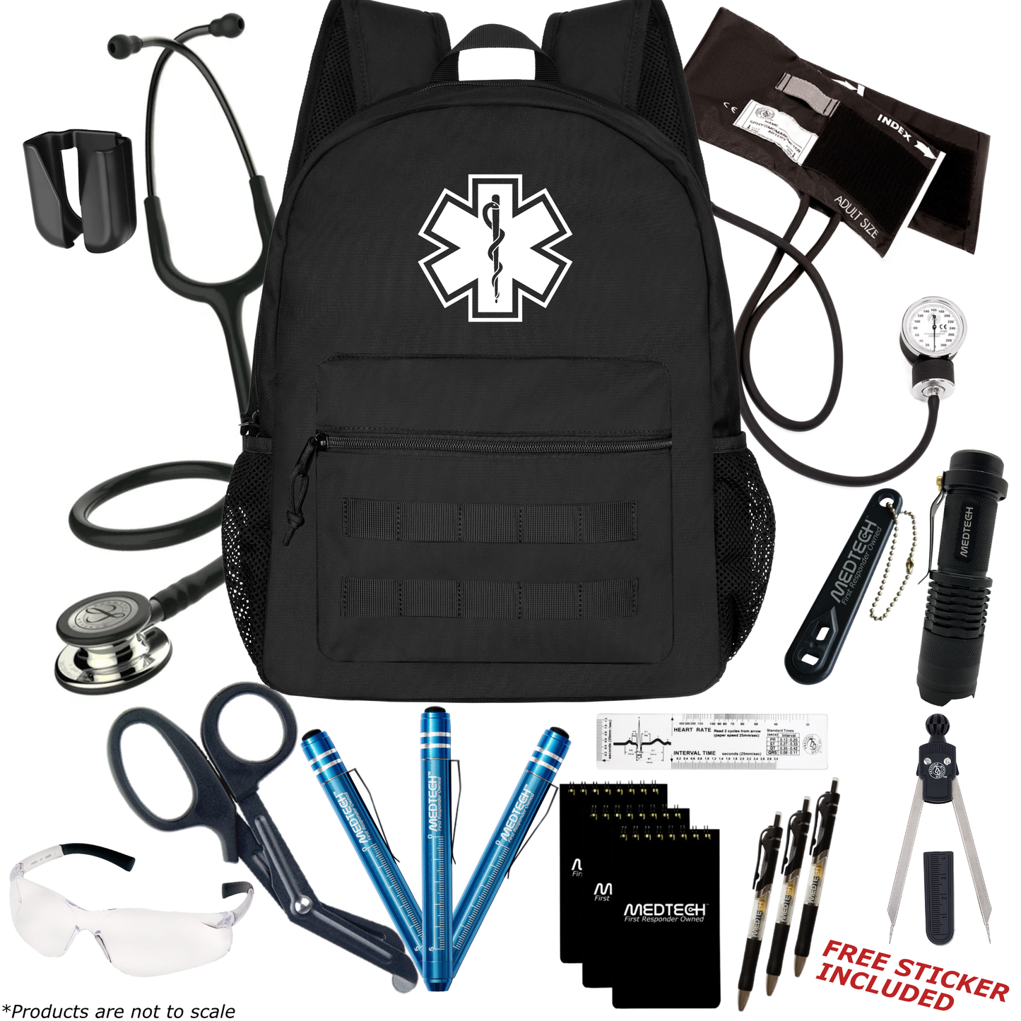 MedTech- Paramedic Premium Clinical Kit- Black- Black Tube; Champagne Finish Chestpiece