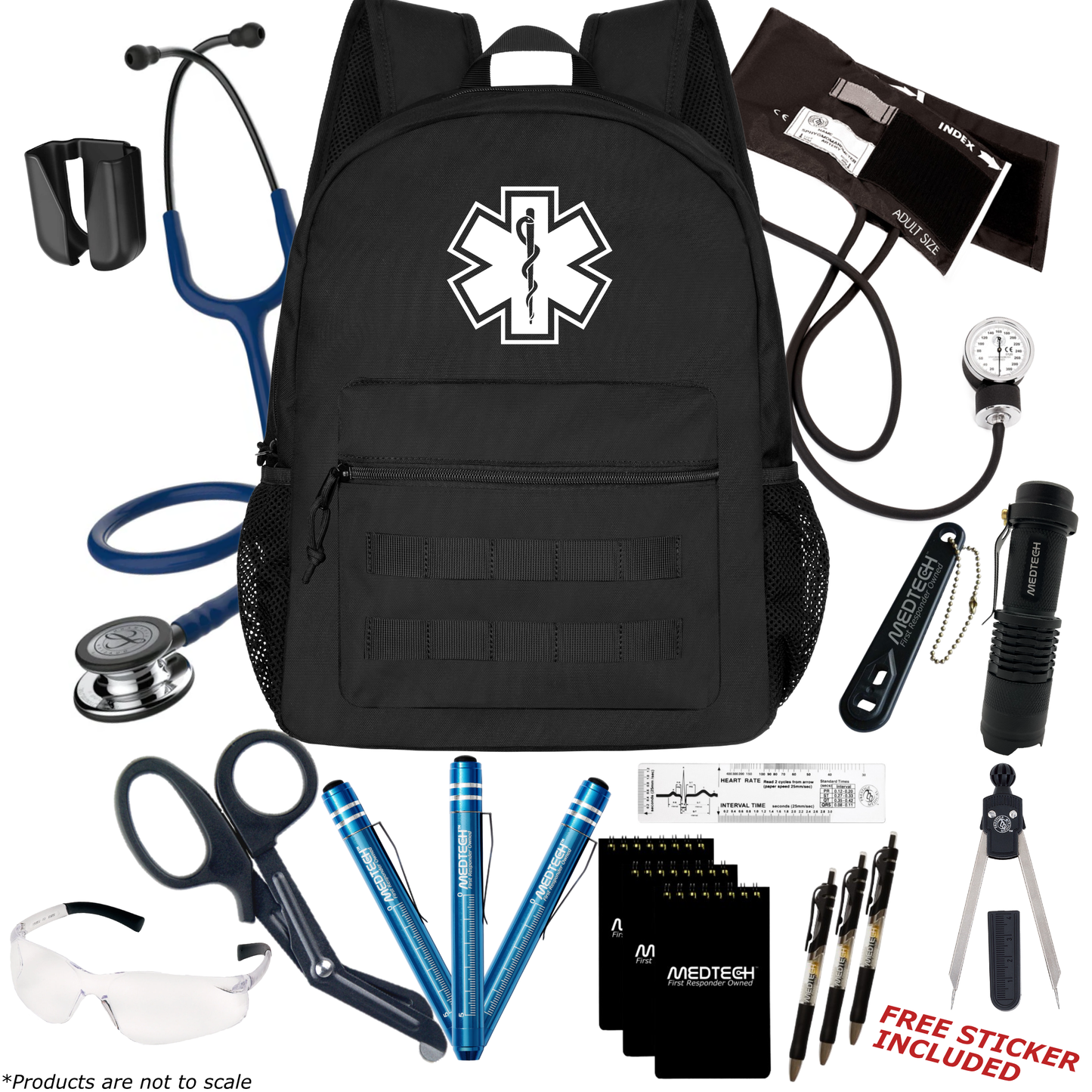 MedTech- Paramedic Premium Clinical Kit- Black- Navy Tube; Mirror Chestpiece