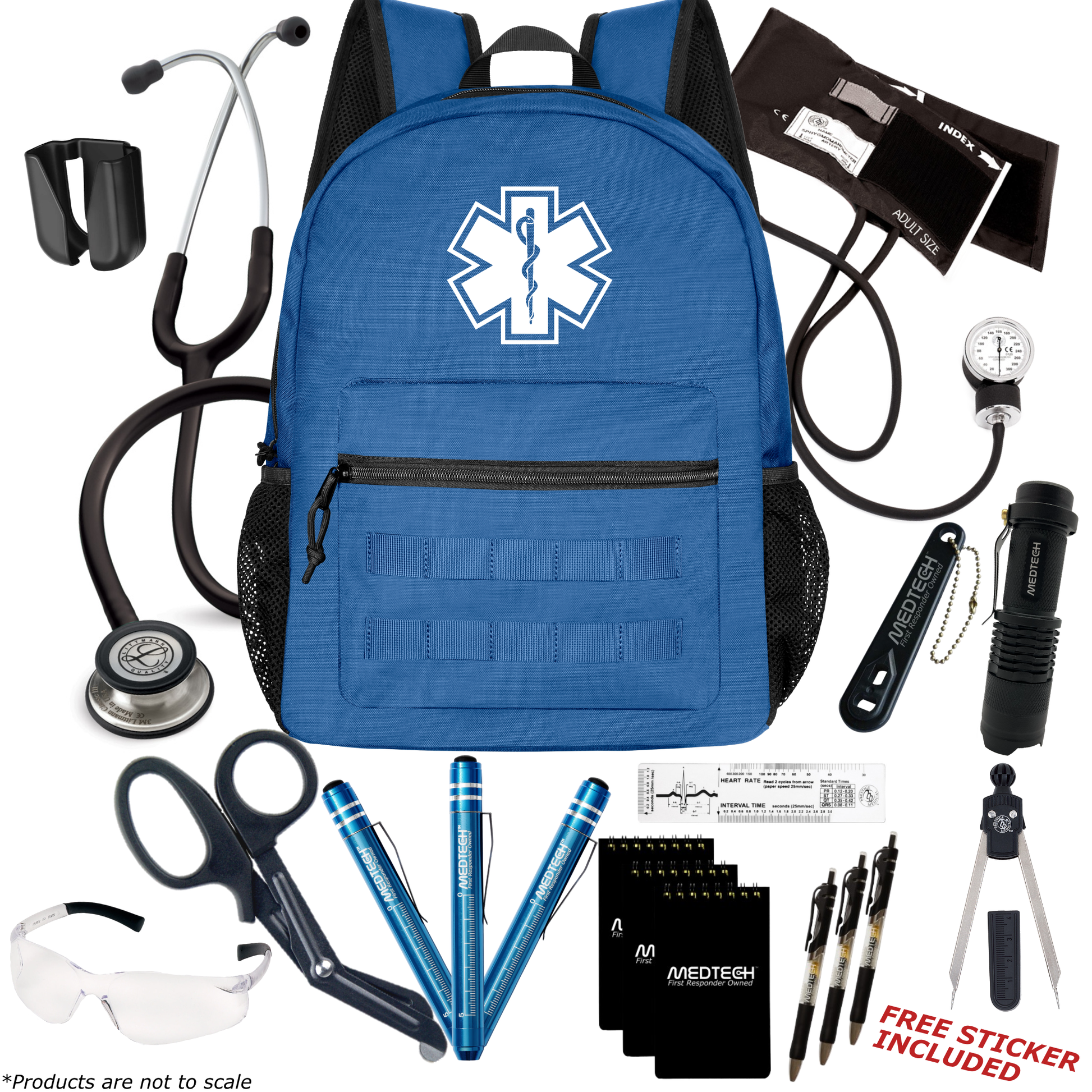 MedTech- Paramedic Premium Clinical Kit- Blue- Black tube; Stainless Steel Chestpiece