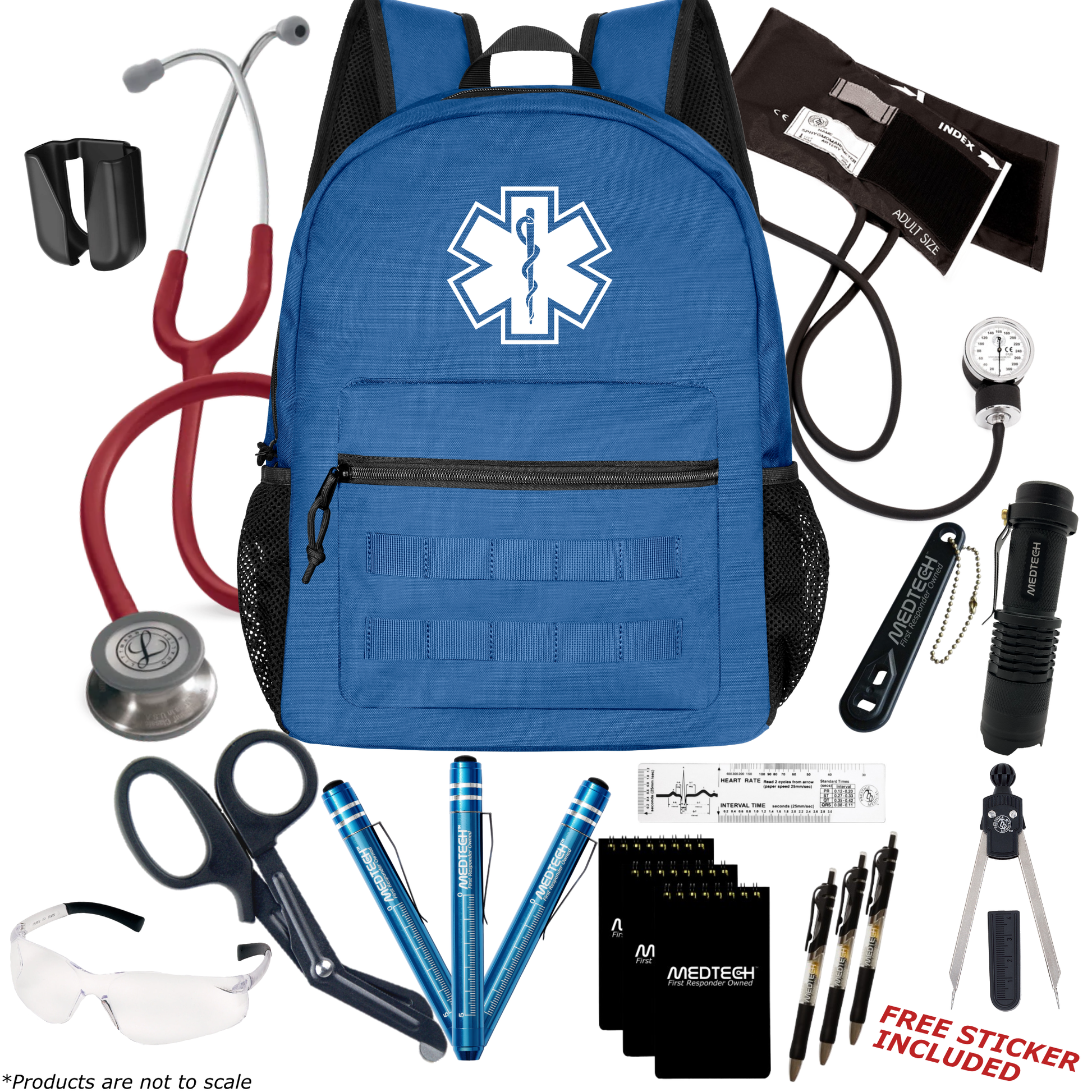 MedTech- Paramedic Premium Clinical Kit- Blue- Burgundy Tube; Stainless Steel Chestpiece