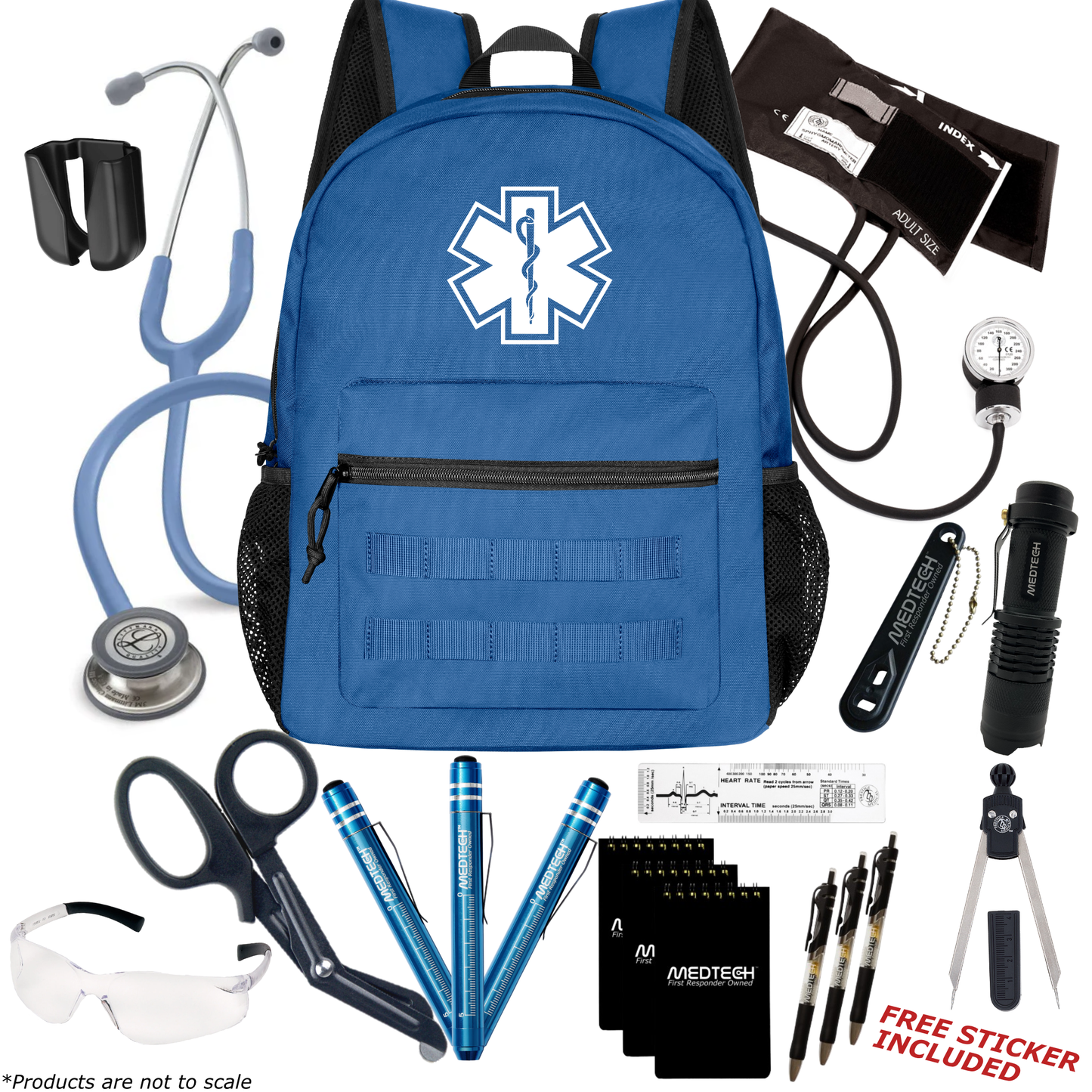 MedTech- Paramedic Premium Clinical Kit- Blue- Ceil Blue Tube; Stainless Steel Chestpiece