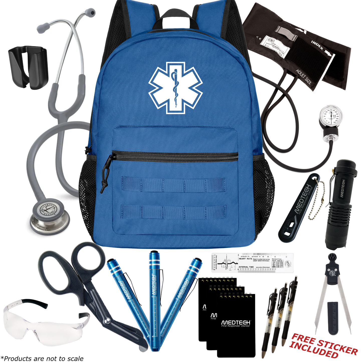 MedTech- Paramedic Premium Clinical Kit- Blue- Gray Tube; Stainless Steel Chestpiece