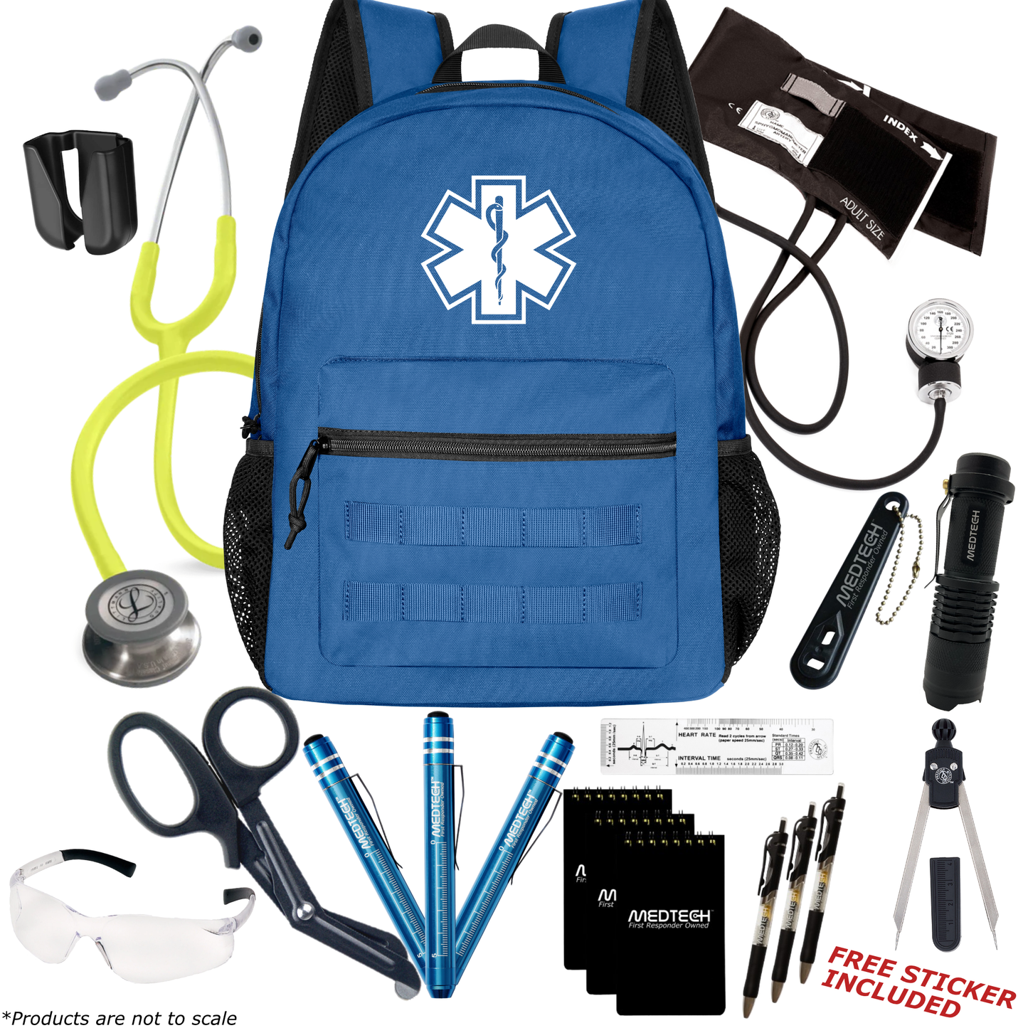 MedTech- Paramedic Premium Clinical Kit- Blue- Lemon Lime Tube; Stainless Steel Chestpiece